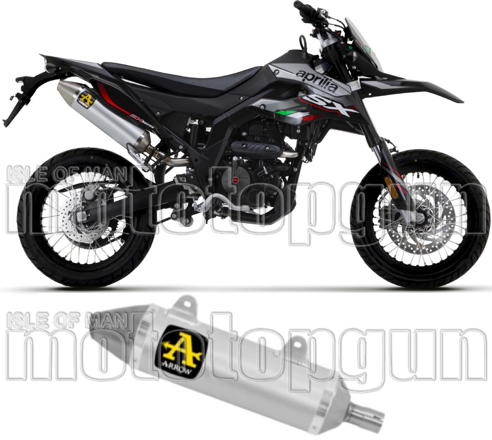 Exhaust Tip With Noise Certification Thunder Aluminium Stainless Steel - Arrow Special Parts Compatible With Aprilia Rx - Sx 125 4T (2018-2020)