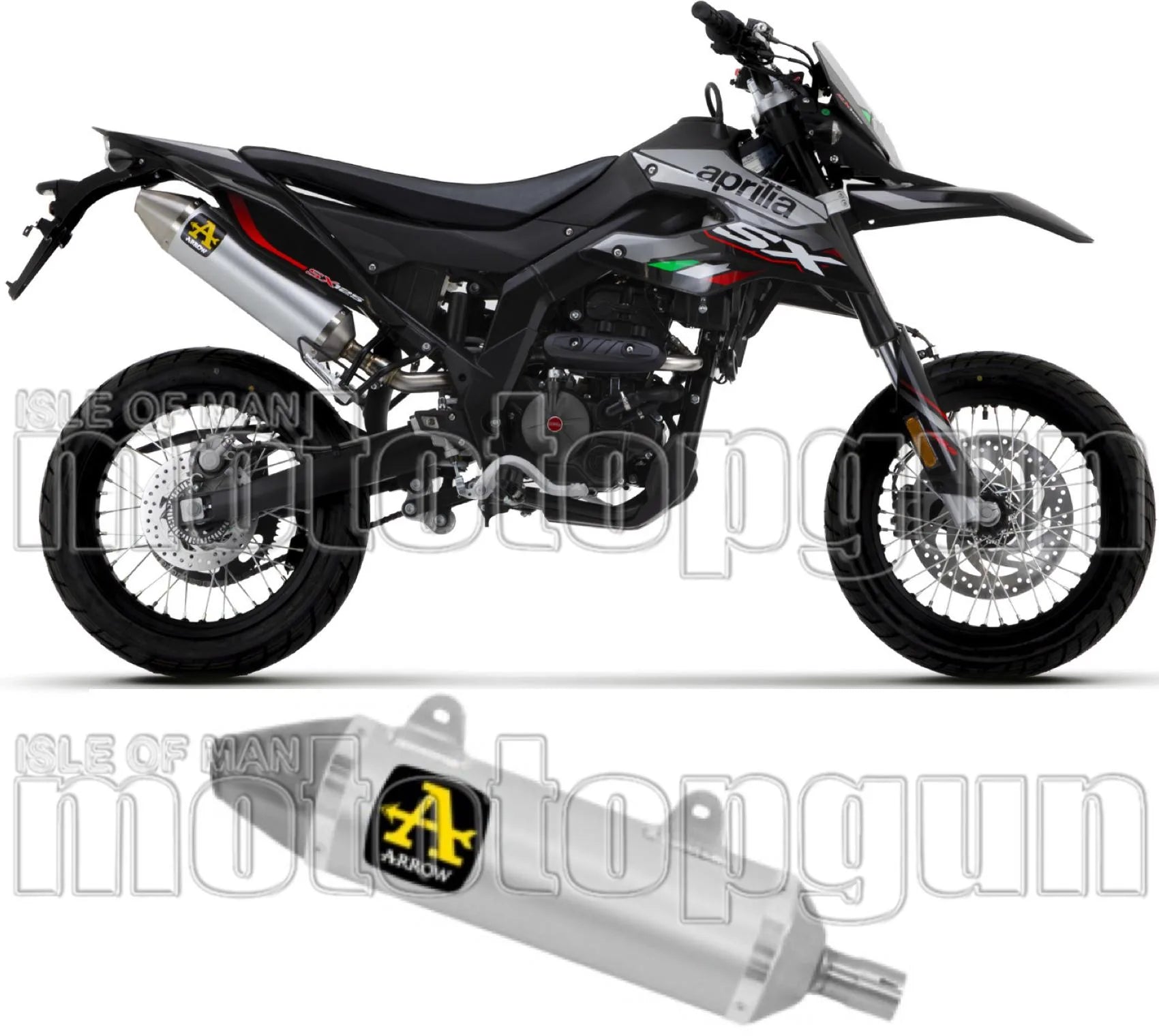 Terminale Di Scarico Con Omologazione Suono Thunder Alluminio Acciaio - Arrow Special Parts Compatibile Con Malaguti Xtm 125 4T (2019-2020)