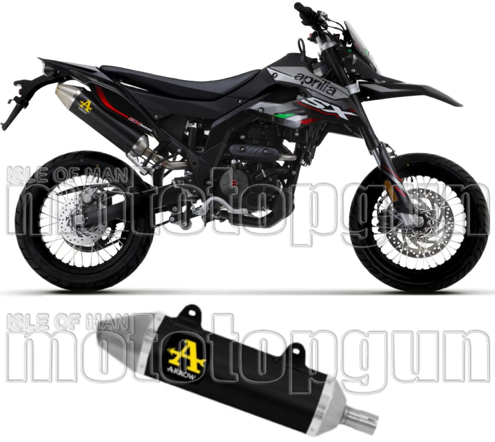 Terminale Di Scarico Con Omologazione Suono Thunder Alluminio Nero Acciaio - Arrow Special Parts Compatibile Con Malaguti Xsm 125 4T (2019-2020)