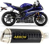 Terminale Di Scarico Con Omologazione Suono Thunder Alluminio Nero Acciaio - Arrow Special Parts Compatibile Con Yamaha Yzf 600 R6 (2006-2007)