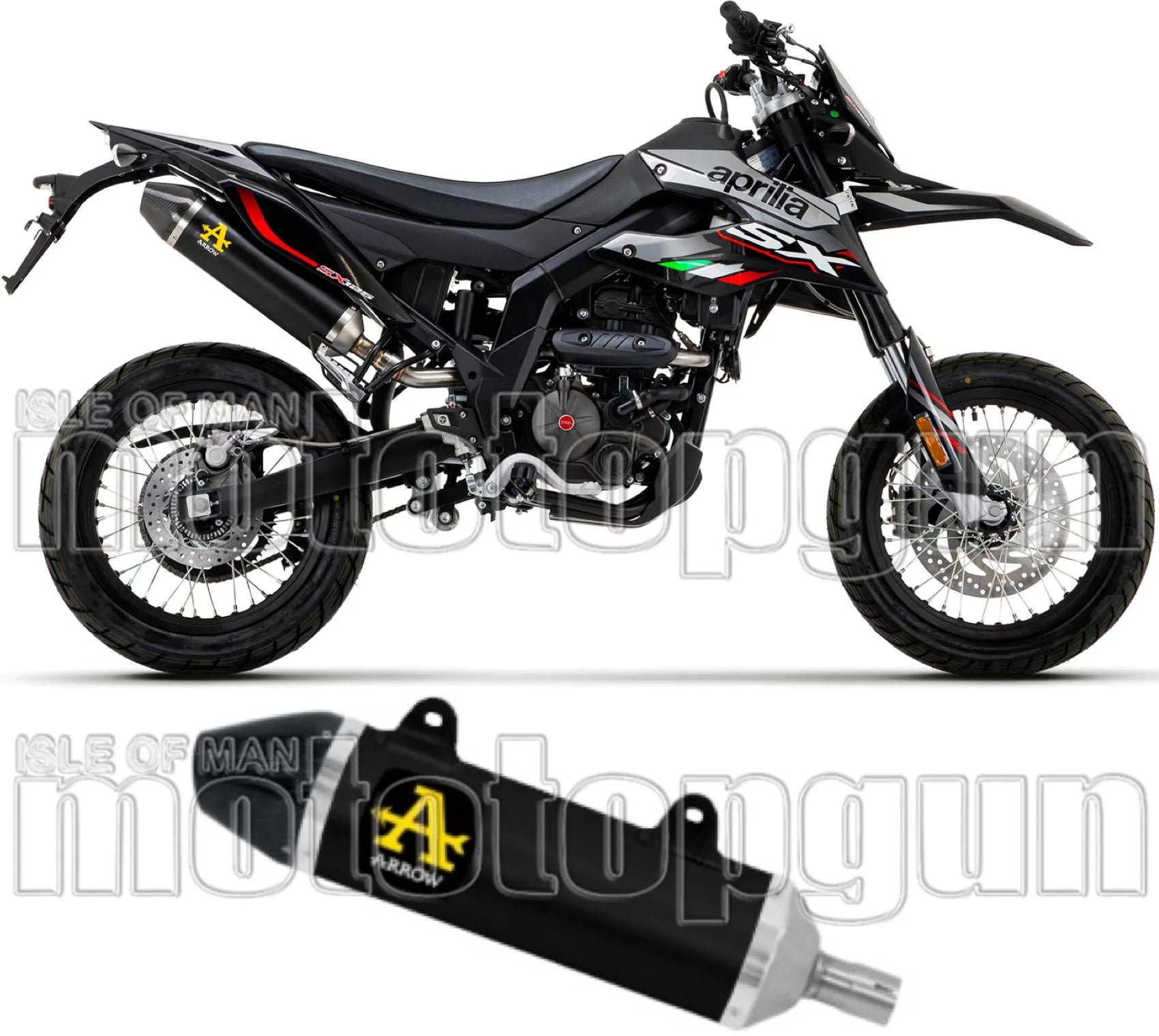 Terminale Di Scarico Con Omologazione Suono Thunder Alluminio Nero Carbonio - Arrow Special Parts Compatibile Con Malaguti Xtm 125 4T (2019-2020)