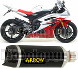 Terminale Di Scarico Con Omologazione Suono Thunder Alluminio Nero Carbonio - Arrow Special Parts Compatibile Con Yamaha Yzf 600 R6 (2006-2007)