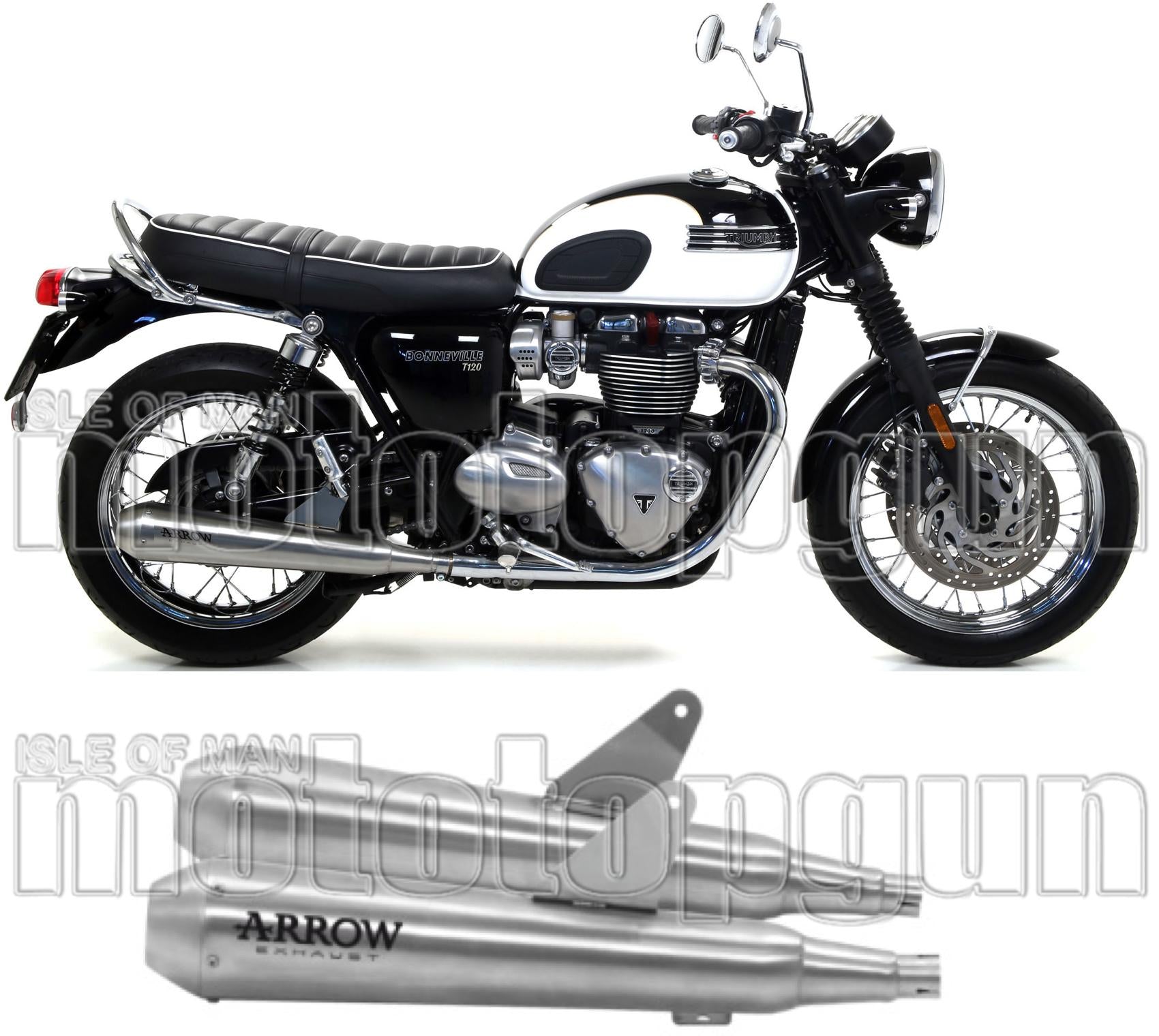 Dual Exhaust System With Sound Certification Pro-Racing Nichrom Stainless Steel - Arrow Special Parts Compatible With Triumph Bonneville T100 (2017-2020)