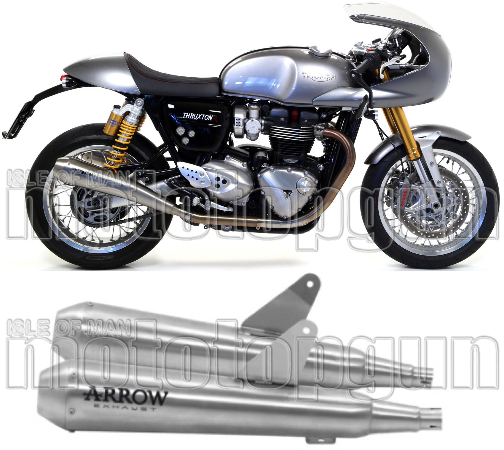 Dual Exhaust System With Sound Certification Pro-Racing Nichrom Stainless Steel - Arrow Special Parts Compatible With Triumph Thruxton 1200 (2016-2020)