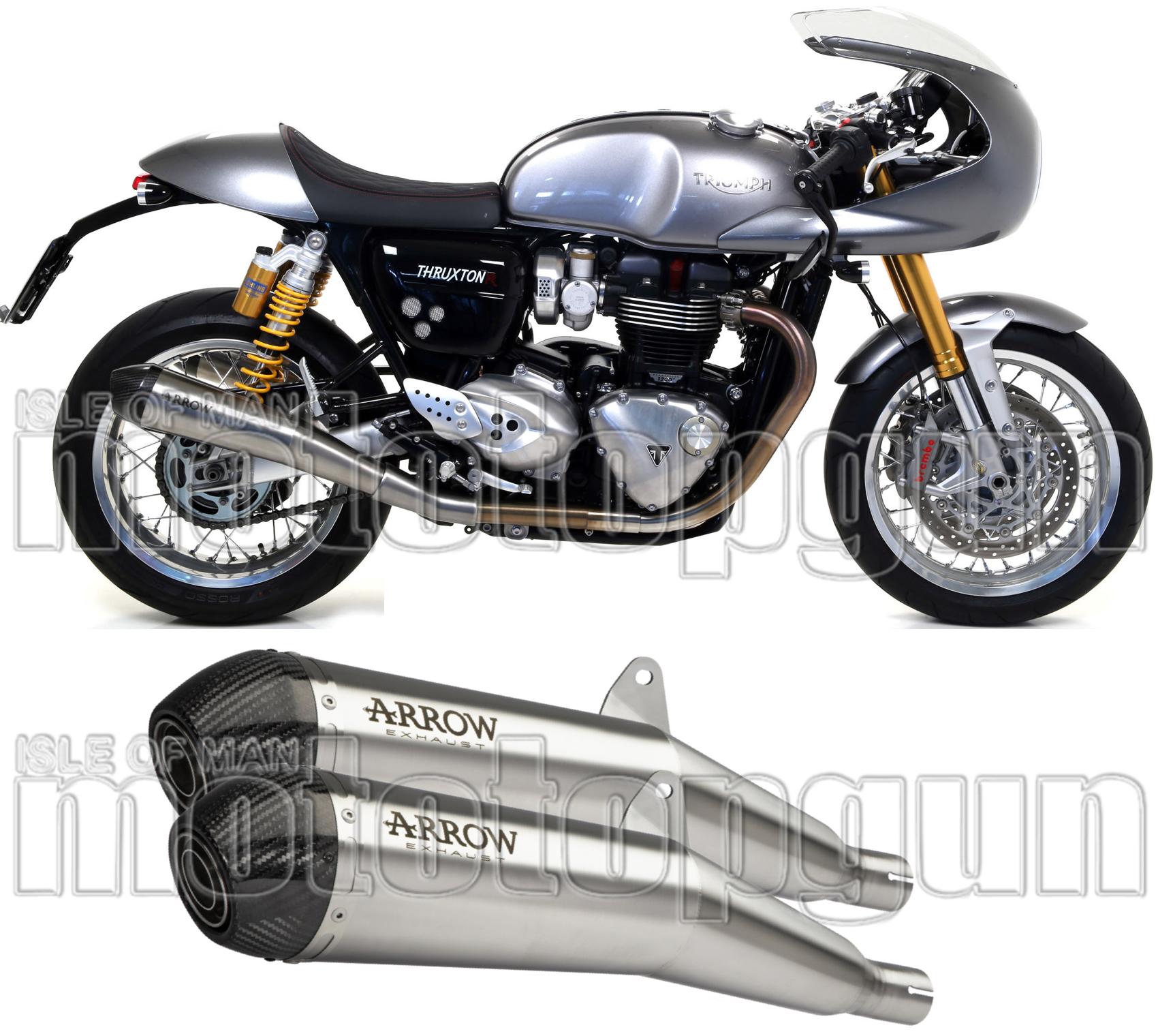 Dual Exhaust System With Sound Certification Pro-Racing Nichrom Carbon - Arrow Special Parts Compatible With Triumph Thruxton 1200 (2016-2020)