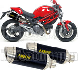 Doppio Terminale Di Scarico Con Omologazione Suono Thunder Alluminio Nero Acciaio - Arrow Special Parts Compatibile Con Ducati Monster 1100 (2009-2010)