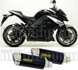 Doppio Terminale Di Scarico Con Omologazione Suono Thunder Alluminio Nero Acciaio - Arrow Special Parts Compatibile Con Kawasaki Z 1000 (2014-2016)