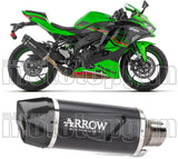 Terminale Di Scarico Con Omologazione Suono Indy-Race Evo Alluminio Nero Carbonio - Arrow Special Parts Compatibile Con Kawasaki Zx 4R (2024-2026)