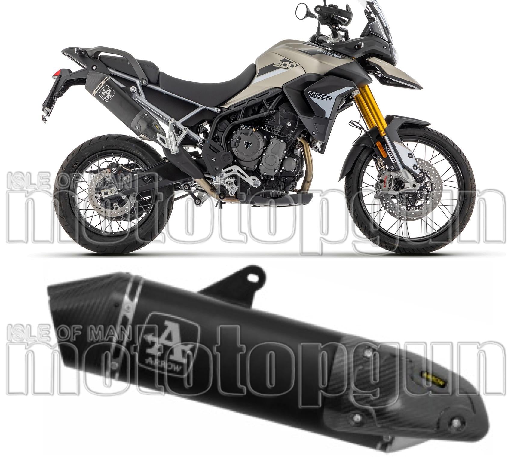 Exhaust Tip With Noise Certification Veloce Black Aluminium Carbon - Arrow Special Parts Compatible With Triumph Tiger 900 (2020-2023)