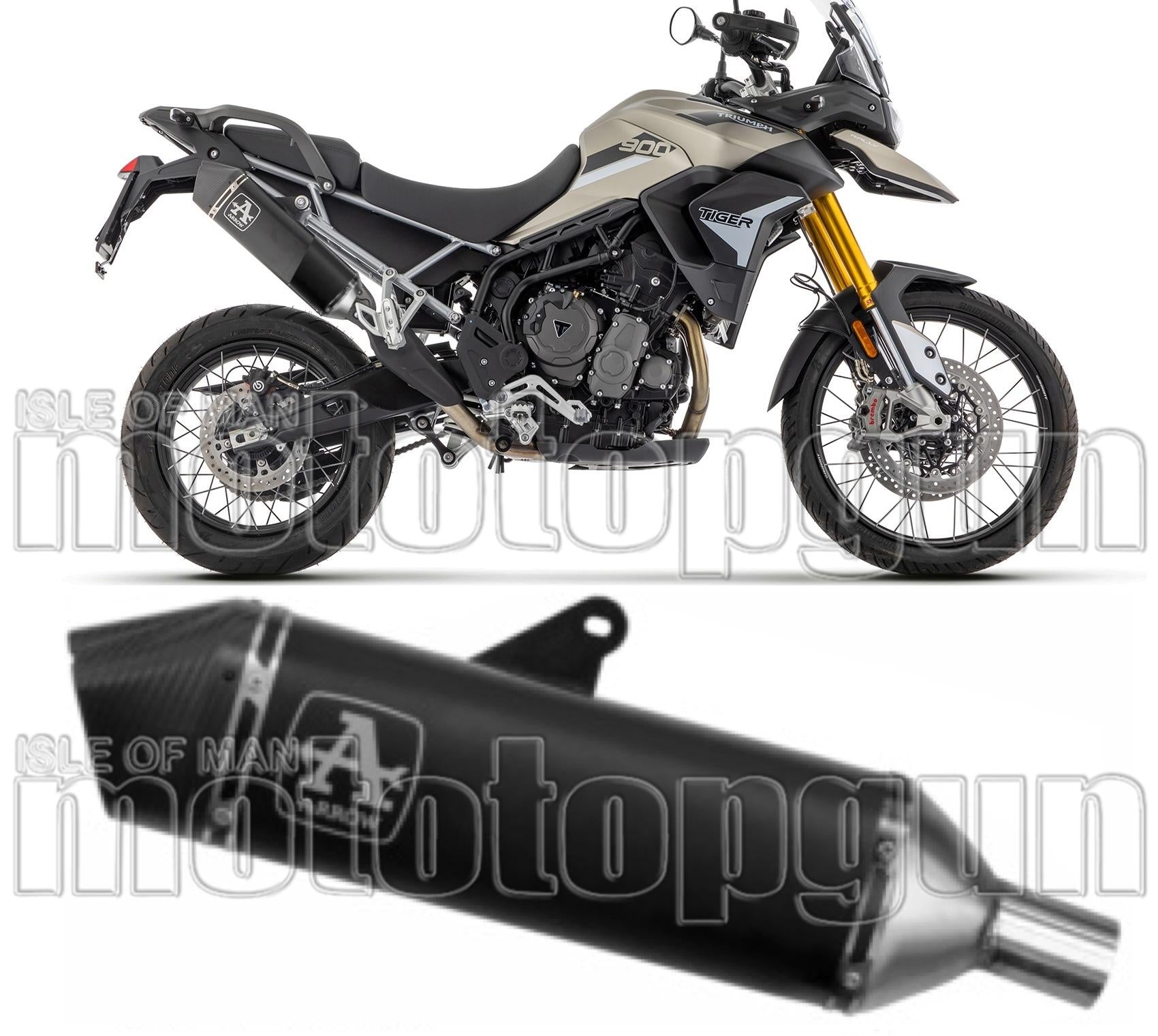 Exhaust Tip With Noise Certification Veloce Black Aluminium Carbon - Arrow Special Parts Compatible With Triumph Tiger 900 (2020-2023)