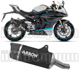 Terminale Di Scarico Con Omologazione Suono Indy-Race Evo Alluminio Nero Fondello Carby - Arrow Special Parts Compatibile Con Cfmoto 450 Nk (2025-2026)