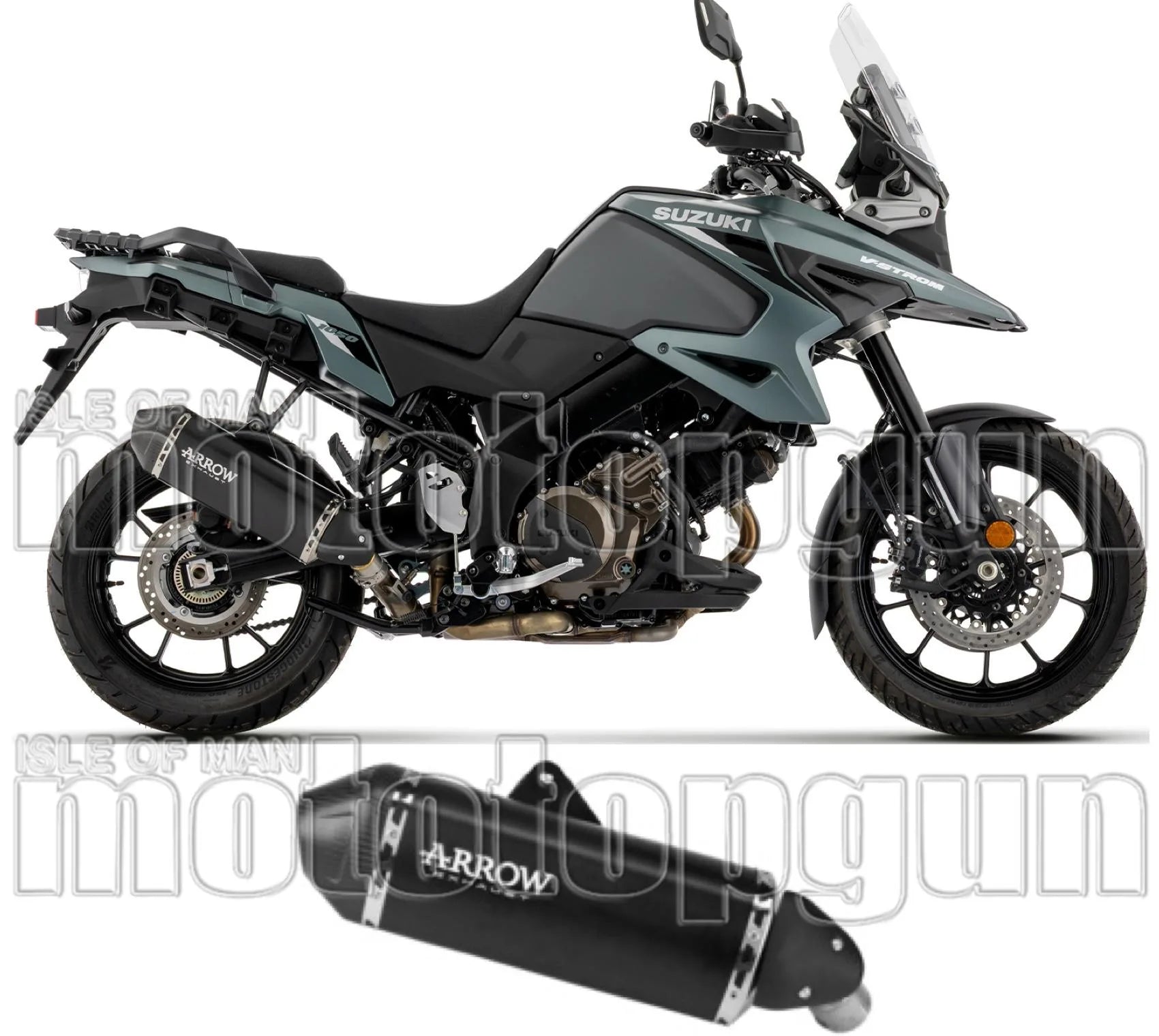 Terminale Di Scarico Con Omologazione Suono Explorer Alluminio Nero Fondello Carby - Arrow Special Parts Compatibile Con Suzuki V-Strom 1050 (2025-2026)