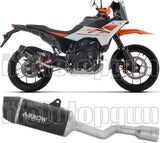 Terminale Di Scarico Con Omologazione Suono Indy-Race Evo Alluminio Nero Fondello Carby - Arrow Special Parts Compatibile Con Ktm 390 Adventure X (2025-2026)