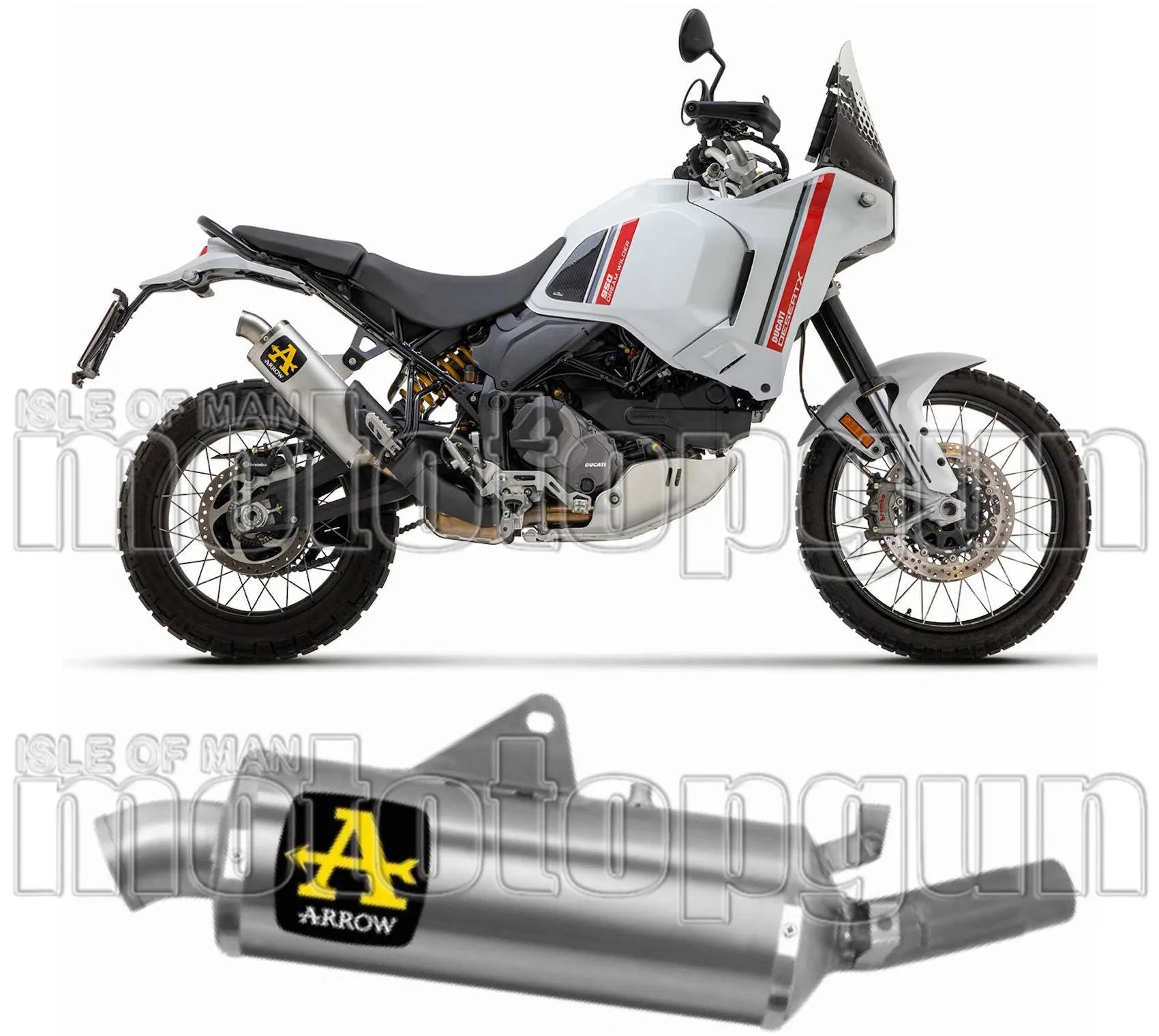 Terminale Di Scarico Con Omologazione Suono Indy-Race Titanio Acciaio - Arrow Special Parts Compatibile Con Ducati Desert-X 950 (2022-2025)