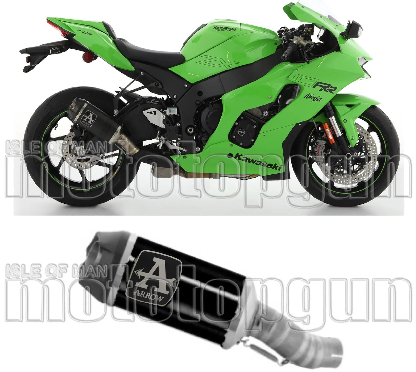 Terminale Di Scarico Con Omologazione Suono Indy-Race Alluminio Nero Carbonio - Arrow Special Parts Compatibile Con Kawasaki Zx 10Rr (2021-2024)