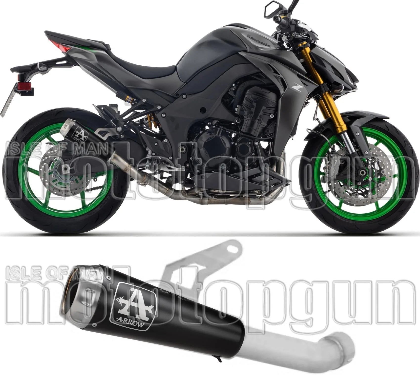 Terminale Di Scarico Con Omologazione Suono Pro-Race Inox Nero Fondello Inox - Arrow Special Parts Compatibile Con Kawasaki Z 1100 (2025-2026)