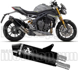 Terminale Di Scarico Con Omologazione Suono Race-Tech Titanio Nero Carbonio - Arrow Special Parts Compatibile Con Triumph Speed Triple 1200 Rs (2021-2024)