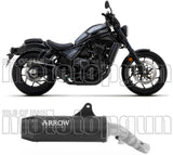 Terminale Di Scarico Con Omologazione Suono Rebel Alluminio Nero Carbonio - Arrow Special Parts Compatibile Con Honda Cmx 1100 Rebel (2021-2024)