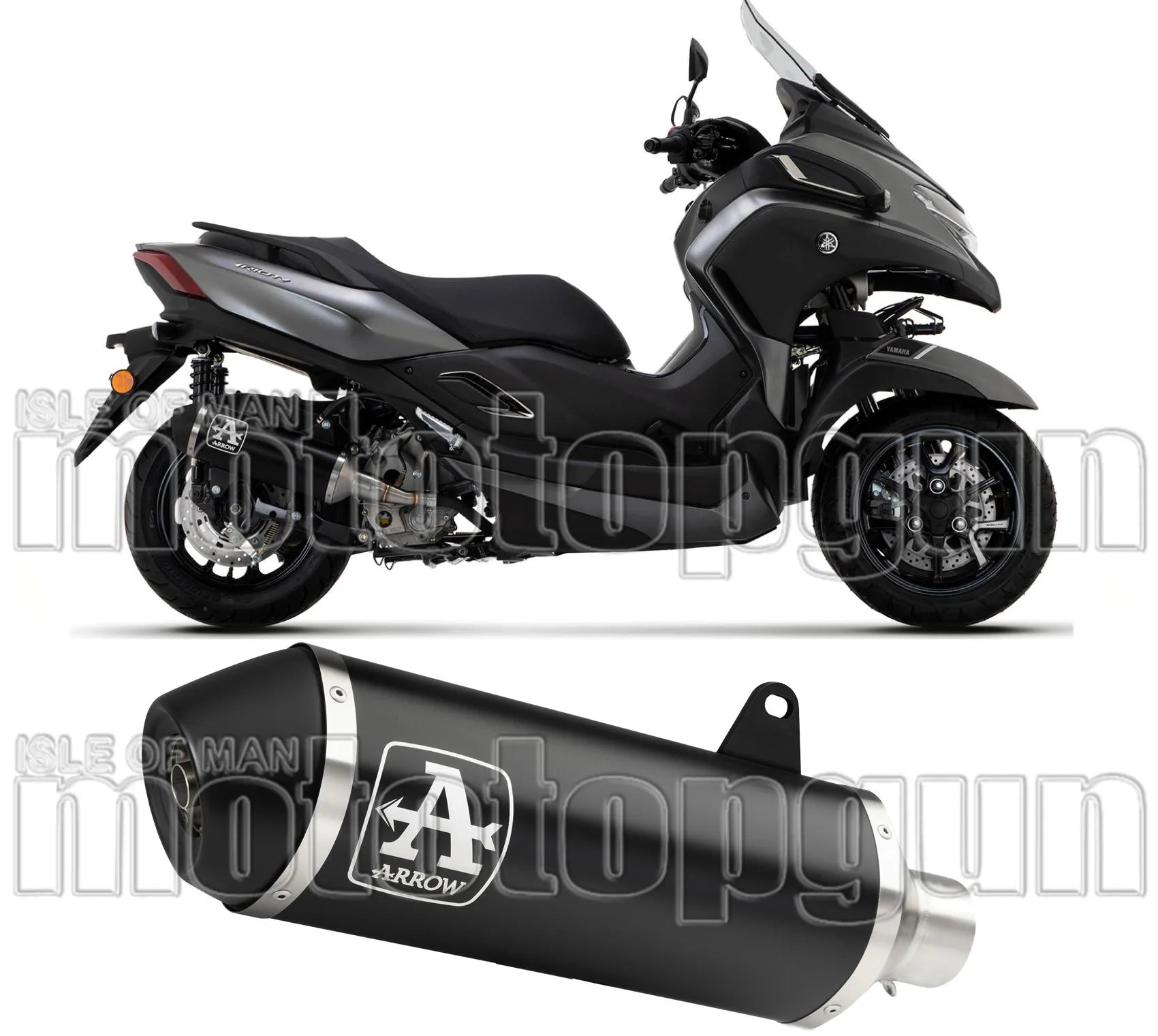 Terminale Di Scarico Catalizzato E Con Omologazione Suono Urban Alluminio Nero Acciaio Nero - Arrow Special Parts Compatibile Con Yamaha Tricity 300 (2021-2024)