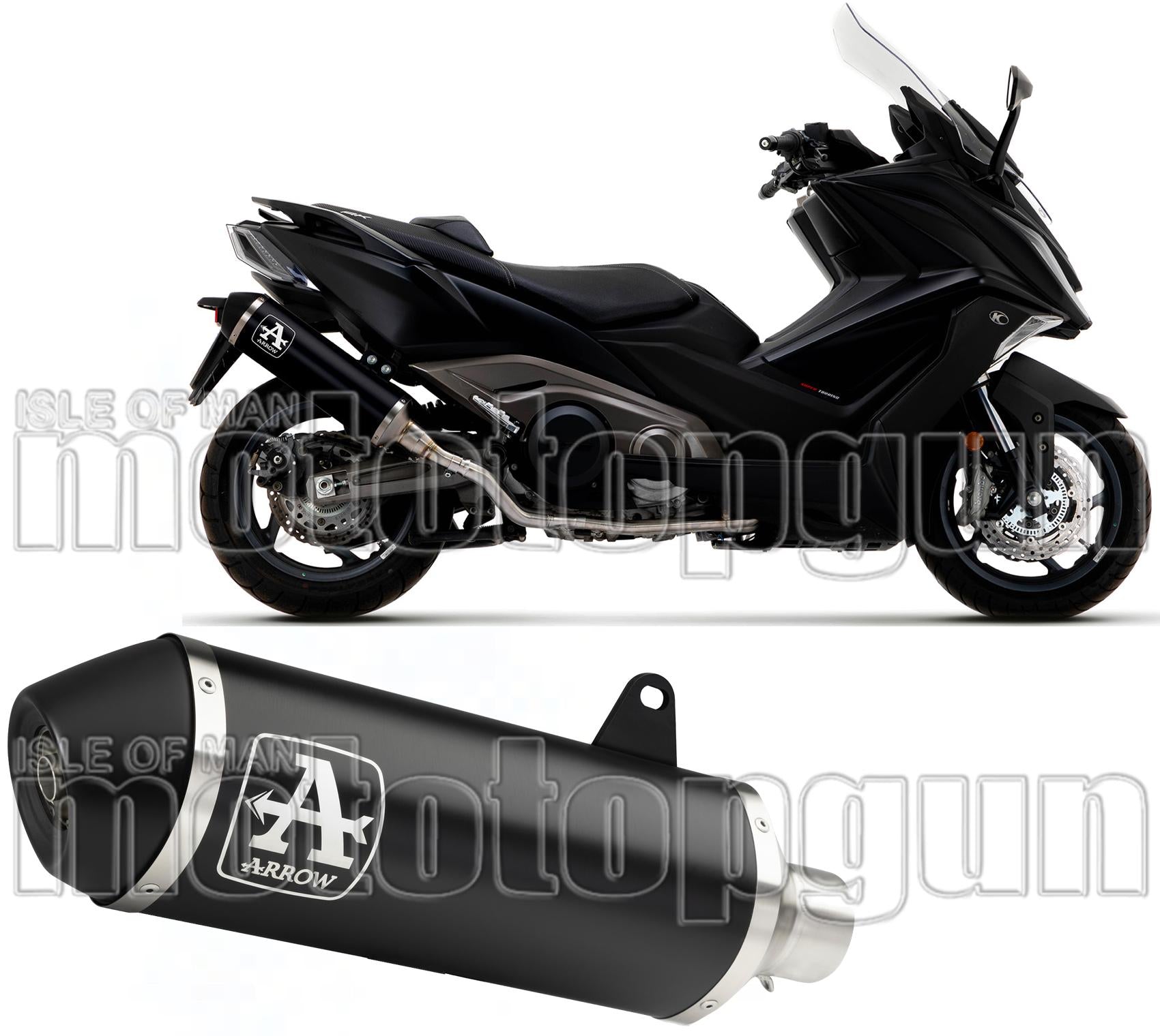Exhaust Tip With Noise Certification Urban Black Aluminium Stainless Steel - Arrow Special Parts Compatible With Kymco Ak 550 (2021-2026)