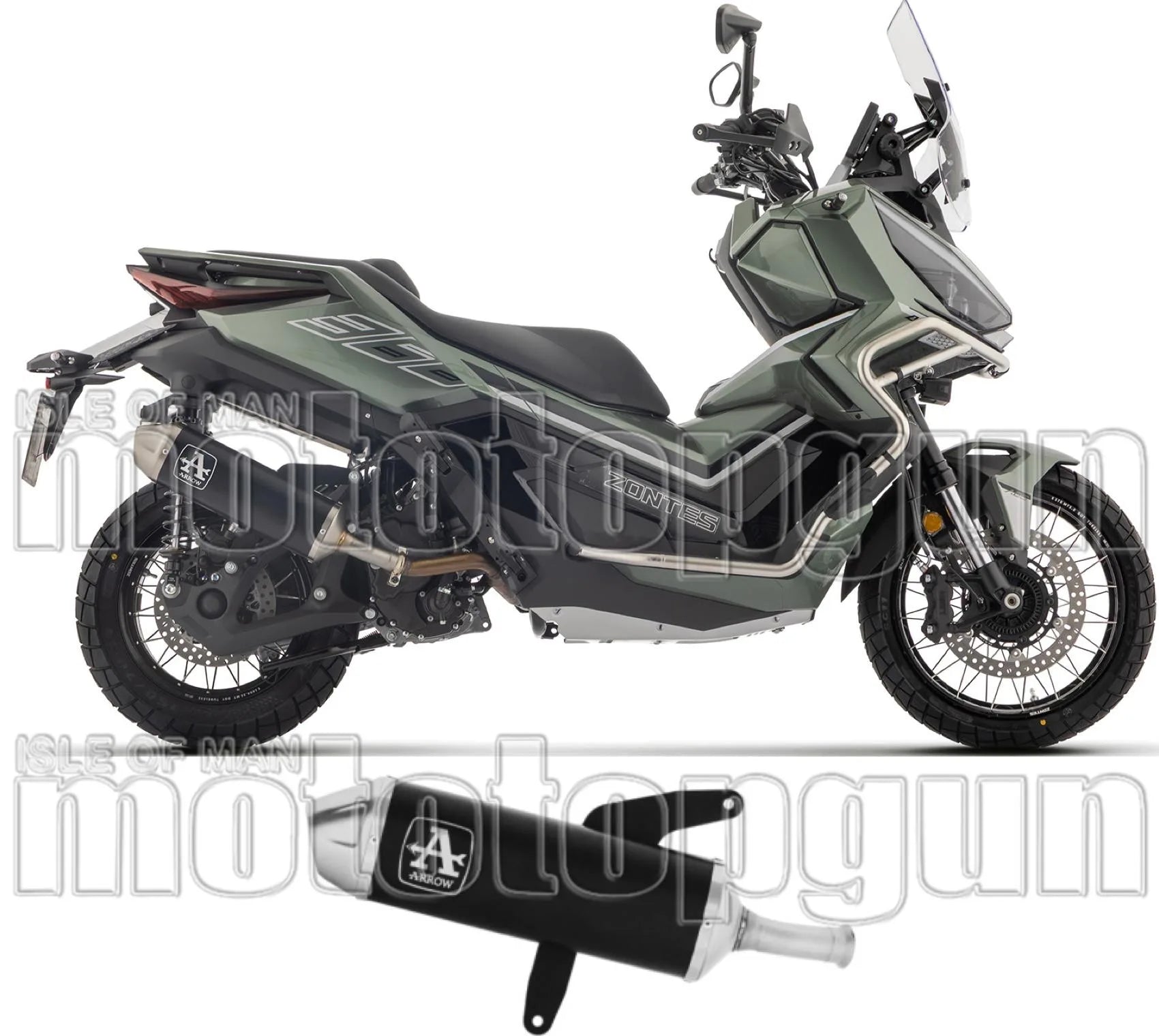 Terminale Di Scarico Con Omologazione Suono Urban Alluminio Nero - Arrow Special Parts Compatibile Con Zontes Zt 368 G (2025-2026)