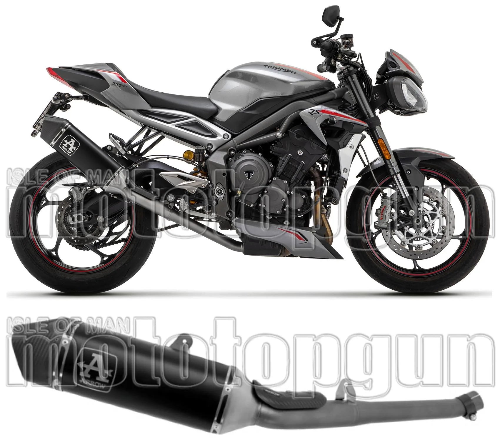 Terminale Di Scarico Catalizzato E Con Omologazione Suono Veloce Alluminio Nero Carbonio - Arrow Special Parts Compatibile Con Triumph Street Triple 765 (2020-2022)
