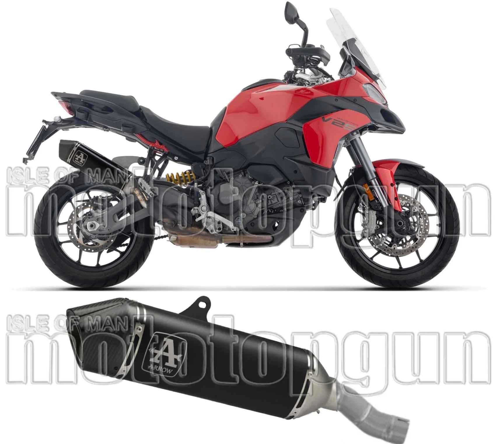 Terminale Di Scarico Con Omologazione Suono Veloce Titanio Nero Fondello Carby - Arrow Special Parts Compatibile Con Ducati Multistrada V2 - S (2025)