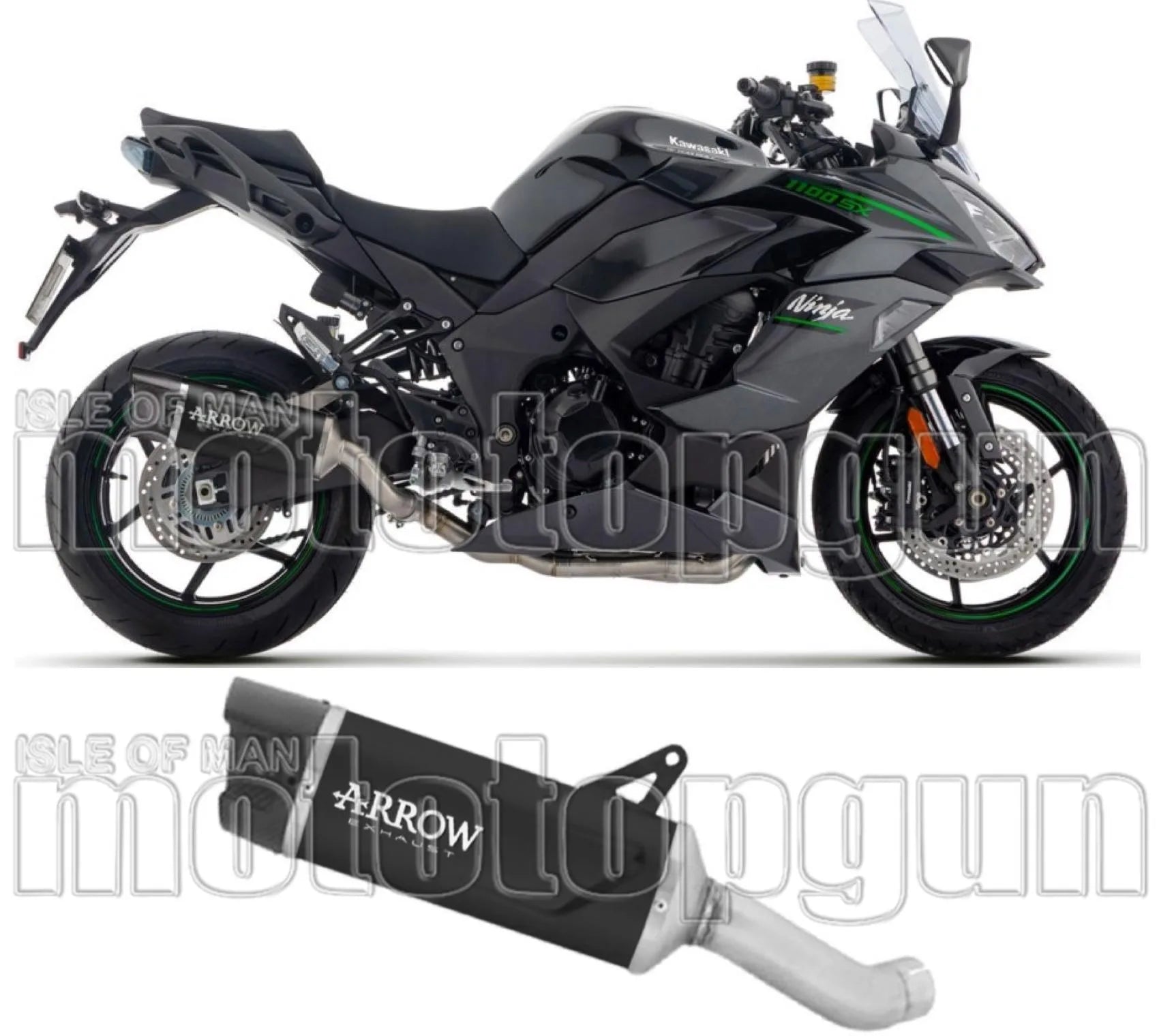 Terminale Di Scarico Con Omologazione Suono Indy-Race Evo Alluminio Nero Fondello Carby - Arrow Special Parts Compatibile Con Kawasaki Ninja 1100 Sx (2025-2026)