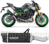 Terminale Di Scarico Con Omologazione Suono Indy-Race Evo Alluminio Nero Fondello Carby - Arrow Special Parts Compatibile Con Kawasaki Z 900 (2025-2026)