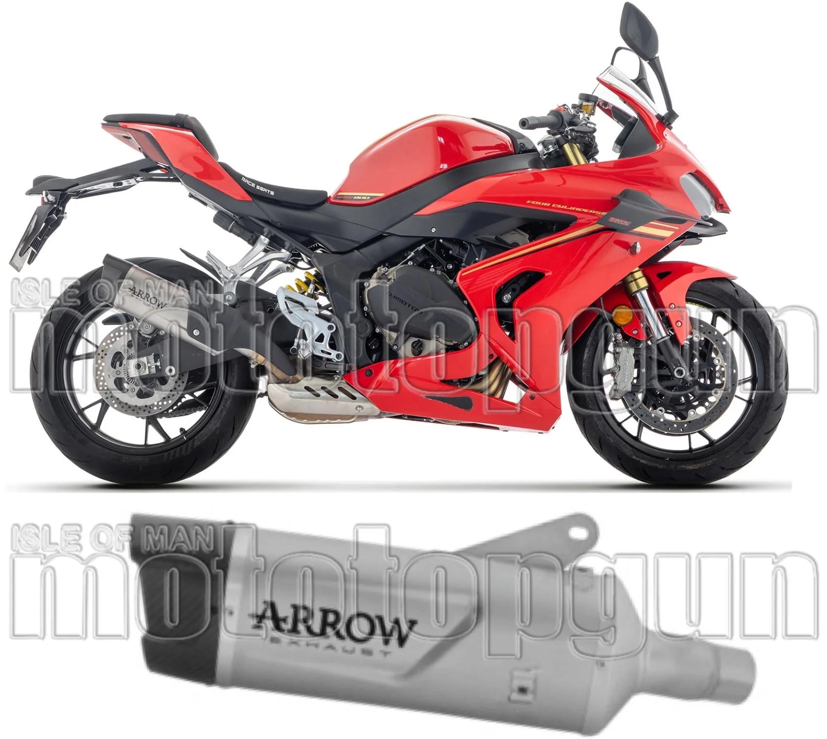 Terminale Di Scarico Con Omologazione Suono Indy-Race Evo Titanio Fondello Carby - Arrow Special Parts Compatibile Con Qj Motor Srk 800 Rr (2024-2025)