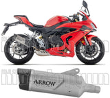 Terminale Di Scarico Con Omologazione Suono Indy-Race Evo Titanio Fondello Carby - Arrow Special Parts Compatibile Con Qj Motor Srk 800 Rr (2024-2025)