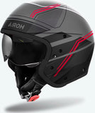 Casco Urban Per Moto Airoh J 110 - J1S55 Composite Carbon Rosso Matto Slim Taglia M