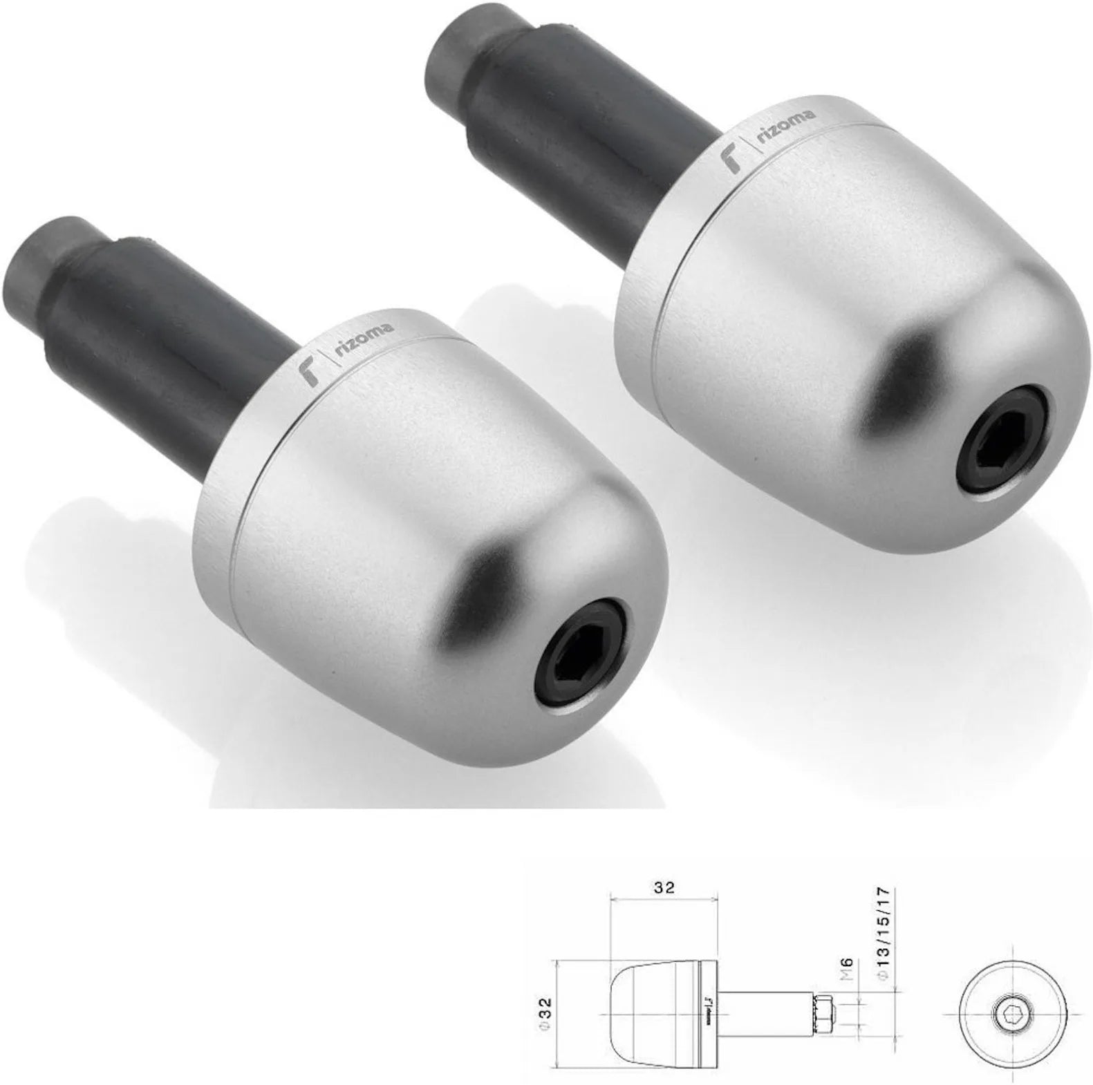 Coppia Terminali Manubrio Ma302A - Rizoma Compatibile Con Mv Agusta Brutale 1090 Rr (2009-2012)