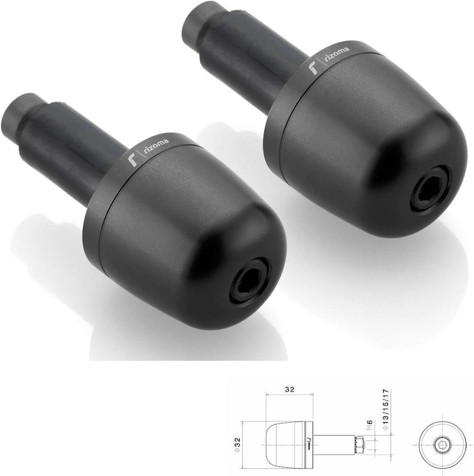 Coppia Terminali Manubrio Ma302B - Rizoma Compatibile Con Yamaha X-Max 400 Abs (2017-2019)
