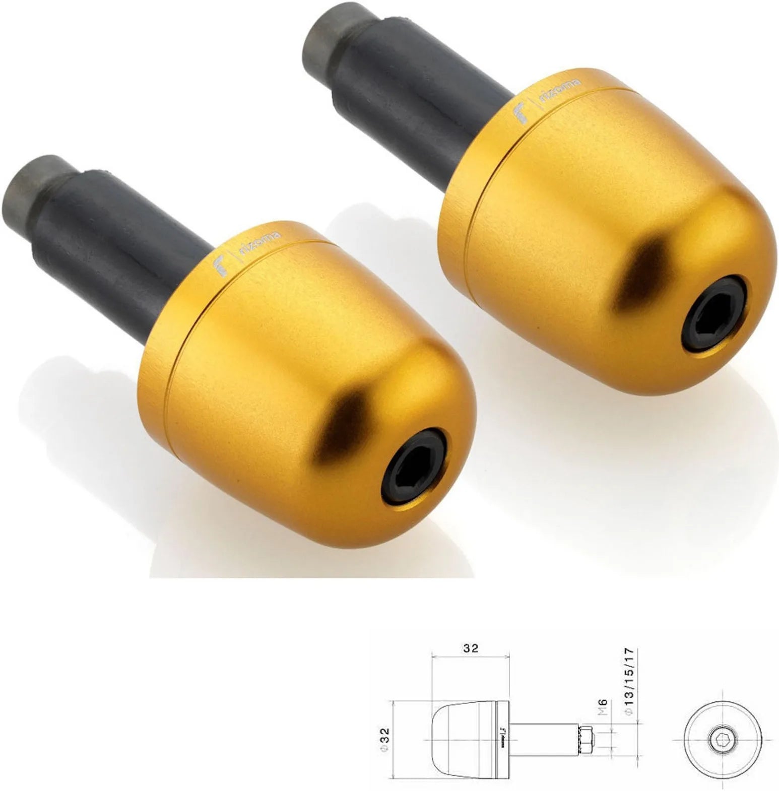 Coppia Terminali Manubrio Ma302G - Rizoma Compatibile Con Kawasaki Z 750 R Abs (2011-2012)