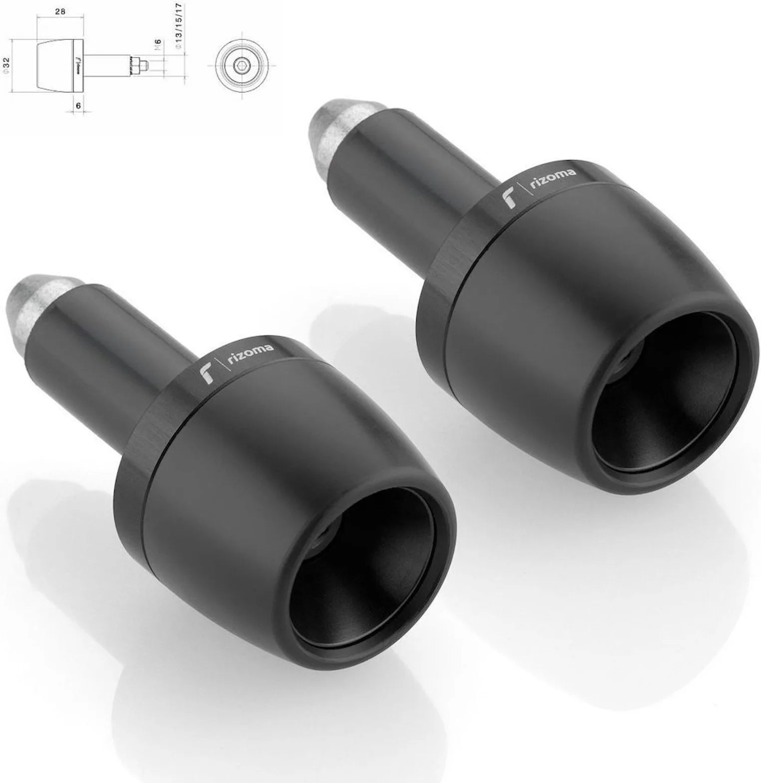 Coppia Terminali Manubrio Ma532B - Rizoma Compatibile Con Suzuki Gsr 600 (2006-2011)