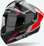 Casco Integrale Per Moto Airoh Matryx - Mxrk55 Composite Carbon Rosso Gloss Rocket Taglia L