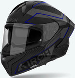 Casco Integrale Per Moto Airoh Matryx - Mxse18 Composite Carbon Blu Matto Sentinel Taglia Xl