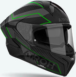 Casco Integrale Per Moto Airoh Matryx - Mxse33 Composite Carbon Verde Matto Sentinel Taglia S