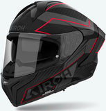 Casco Integrale Per Moto Airoh Matryx - Mxse55 Composite Carbon Rosso Matto Sentinel Taglia S