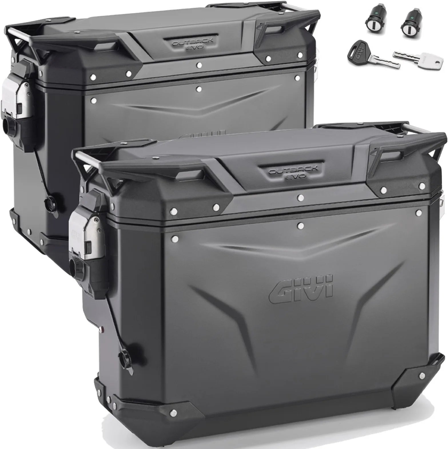 Valigie Laterali Monokey Cam-Side Trekker Outback Evo Smart Alluminio Nero + Serratura 70 Lt Trekker Outback Evo Smart Alluminio - Givi Compatibile Con Suzuki Gsx-S 1000 Gx (2024)