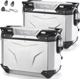 Monokey Cam-Side Trekker Outback Evo Smart Anodized Aluminium Side Cases + Locks - 74 Lt Trekker Outback Evo Smart Anodized Aluminium - Givi Compatible With Moto Guzzi V85 Tt (2019-2023)