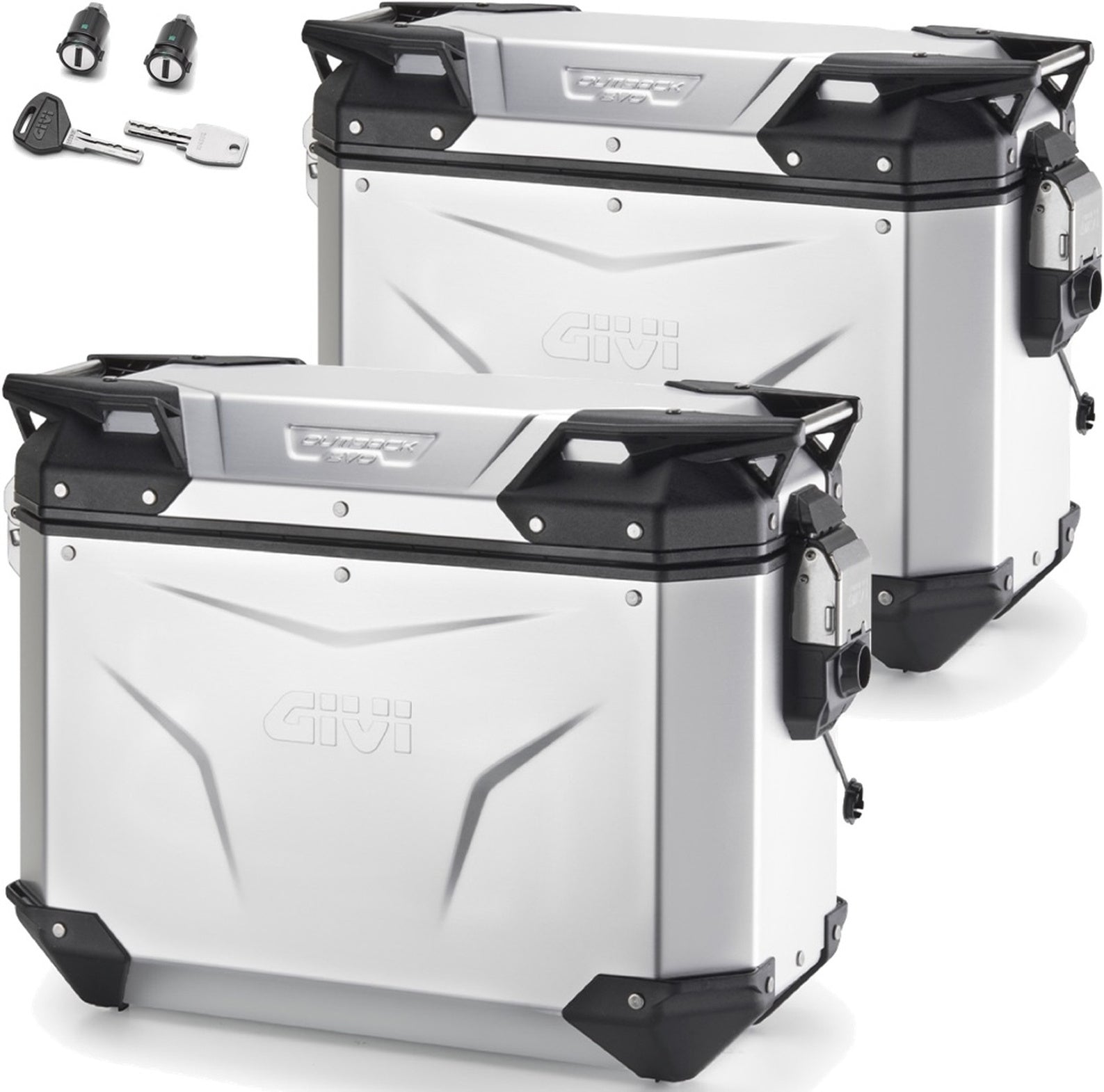 Monokey Cam-Side Trekker Outback Evo Smart Anodized Aluminium Side Cases + Locks - 74 Lt Trekker Outback Evo Smart Anodized Aluminium - Givi Compatible With Moto Morini X-Cape 649 (2021-2024)