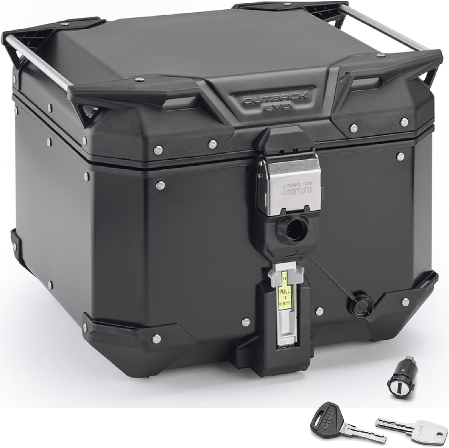 Monokey Trekker Outback Evo Smart Black Aluminium Top Case - 42 Lt Trekker Outback Evo Smart Aluminium - Givi Compatible With Sym Joymax 300 Z+ (2021-2024)