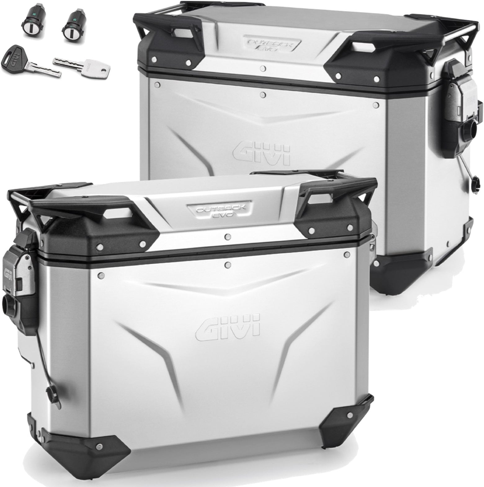 Monokey Cam-Side Trekker Outback Evo Smart Anodized Aluminium Side Cases + Locks - 77 Lt Trekker Outback Evo Smart Anodized Aluminium - Givi Compatible With Moto Guzzi Stelvio 1000 (2024)