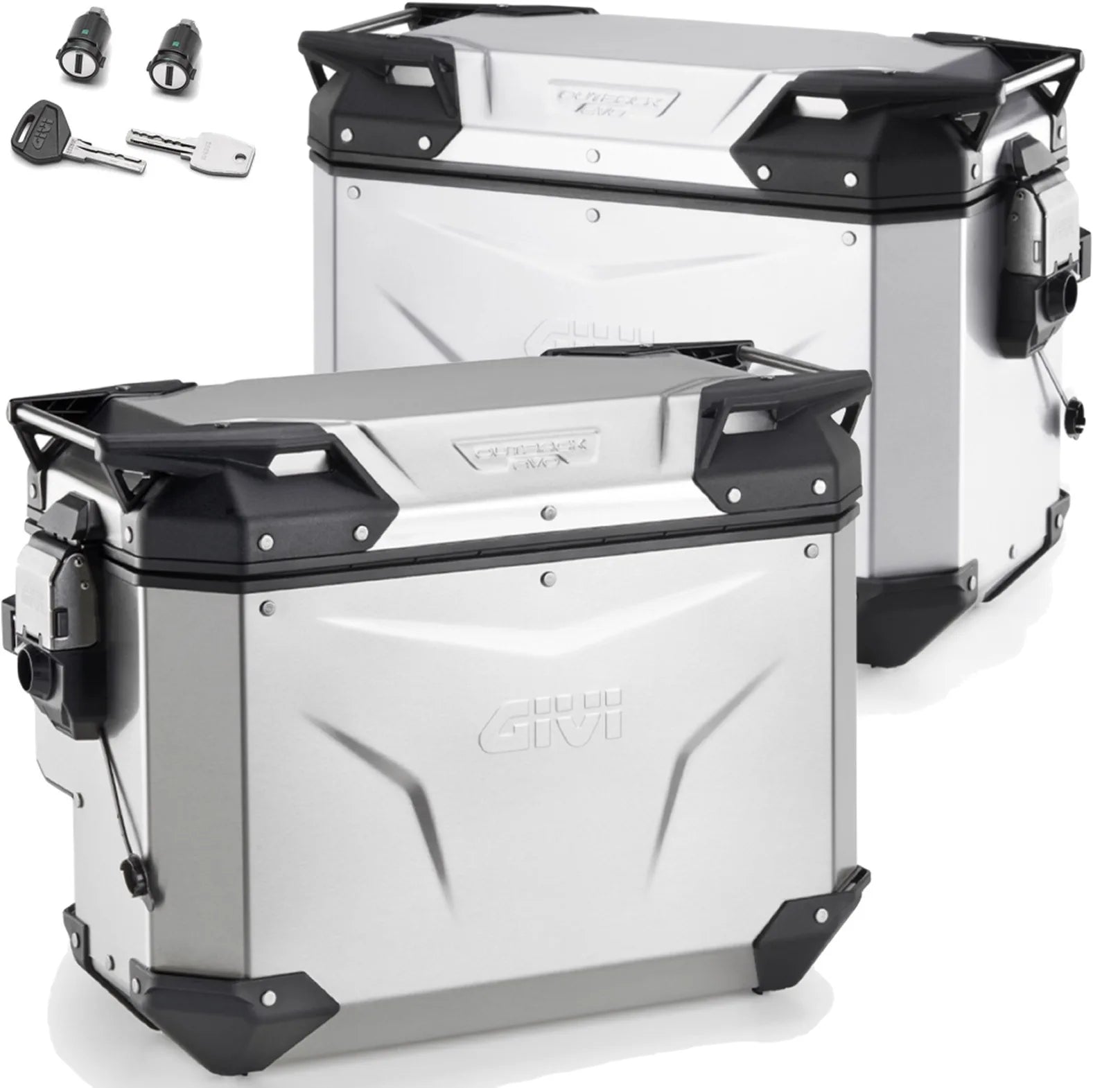 Valigie Laterali Monokey Cam-Side Trekker Outback Evo Smart Alluminio + Serratura 84 Lt Trekker Outback Evo Smart Alluminio - Givi Compatibile Con Ktm 1290 Super Adventure S (2021-2024)