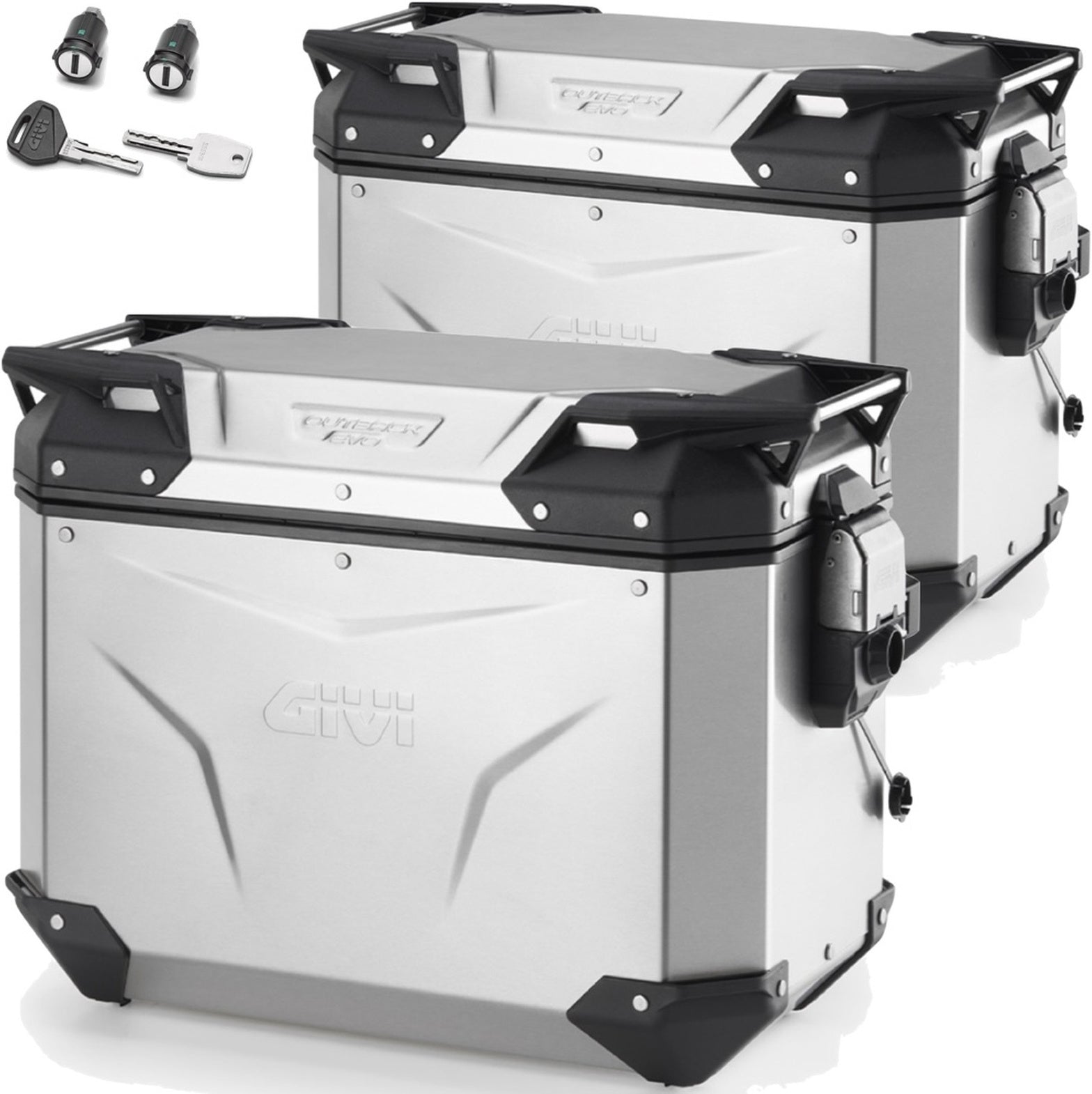 Monokey Cam-Side Trekker Outback Evo Smart Anodized Aluminium Side Cases + Locks - 88 Lt Trekker Outback Evo Smart Anodized Aluminium - Givi Compatible With Moto Morini X-Cape 649 (2021-2024)