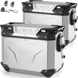 Monokey Cam-Side Trekker Outback Evo Smart Anodized Aluminium Side Cases + Locks - 88 Lt Trekker Outback Evo Smart Anodized Aluminium - Givi Compatible With Aprilia Tuareg 660 (2021-2024)