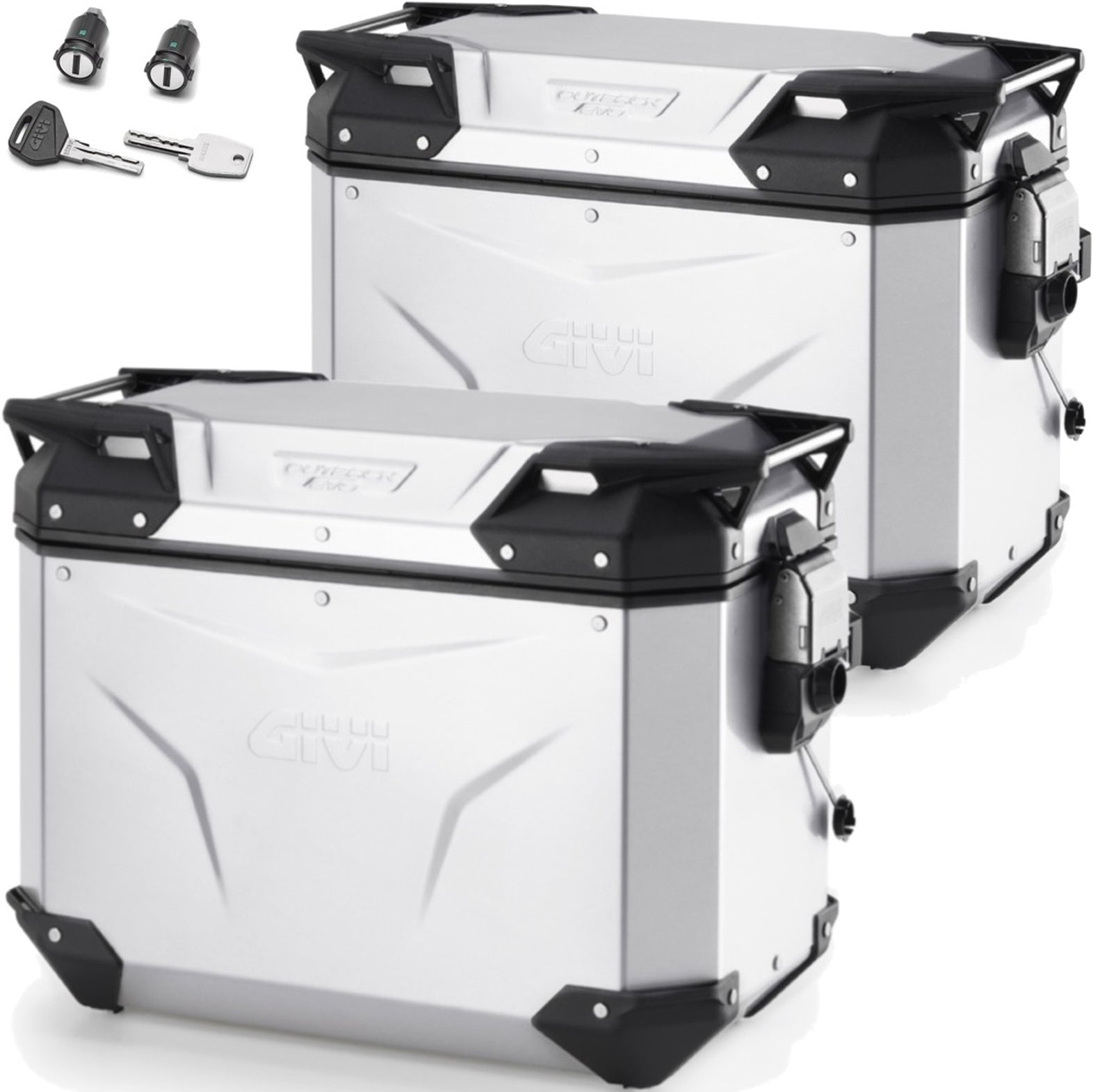Valigie Laterali Monokey Cam-Side Trekker Outback Evo Smart Alluminio + Serratura 88 Lt Trekker Outback Evo Smart Alluminio - Givi Compatibile Con Moto Guzzi V7 850 Stone (2021-2024)