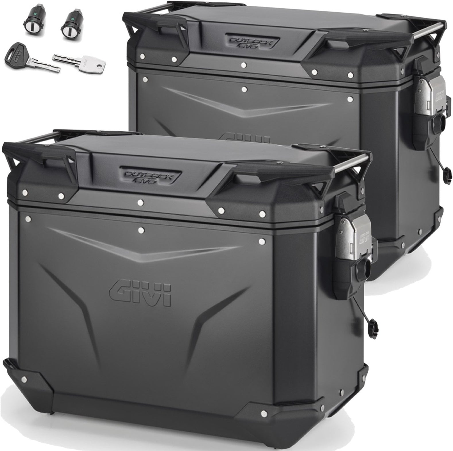 Valigie Laterali Monokey Cam-Side Trekker Outback Evo Smart Alluminio Nero + Serratura 88 Lt Trekker Outback Evo Smart Alluminio - Givi Compatibile Con Moto Guzzi V85 Tt (2024)